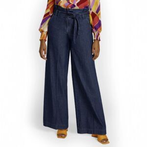 New York & Company High-Waisted Chambray Wide-Leg Pant NWT